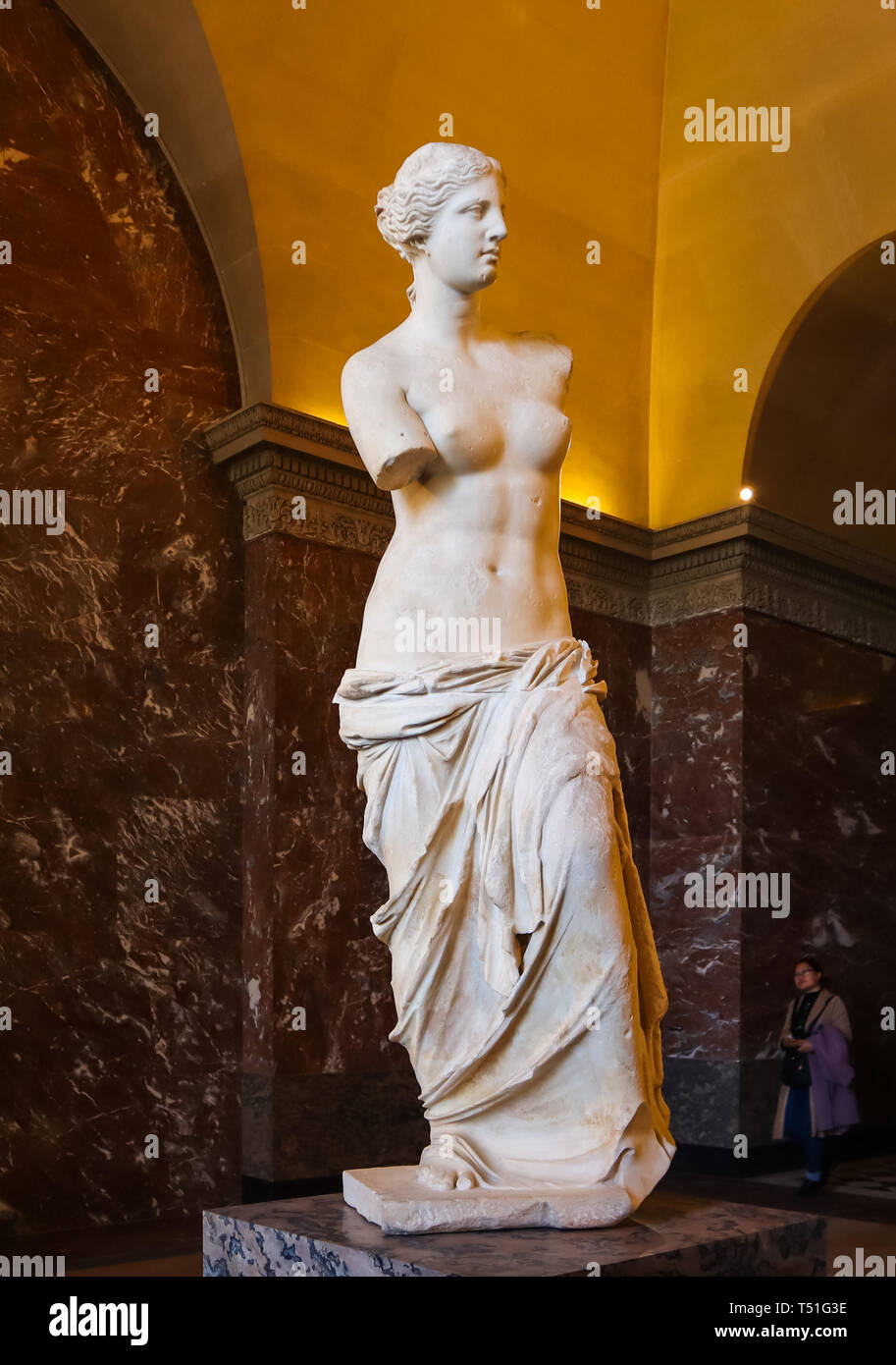 Parigi / Francia - 04 aprile 2019. La Venere di Milo, antica statua greca. Museo del Louvre Foto Stock