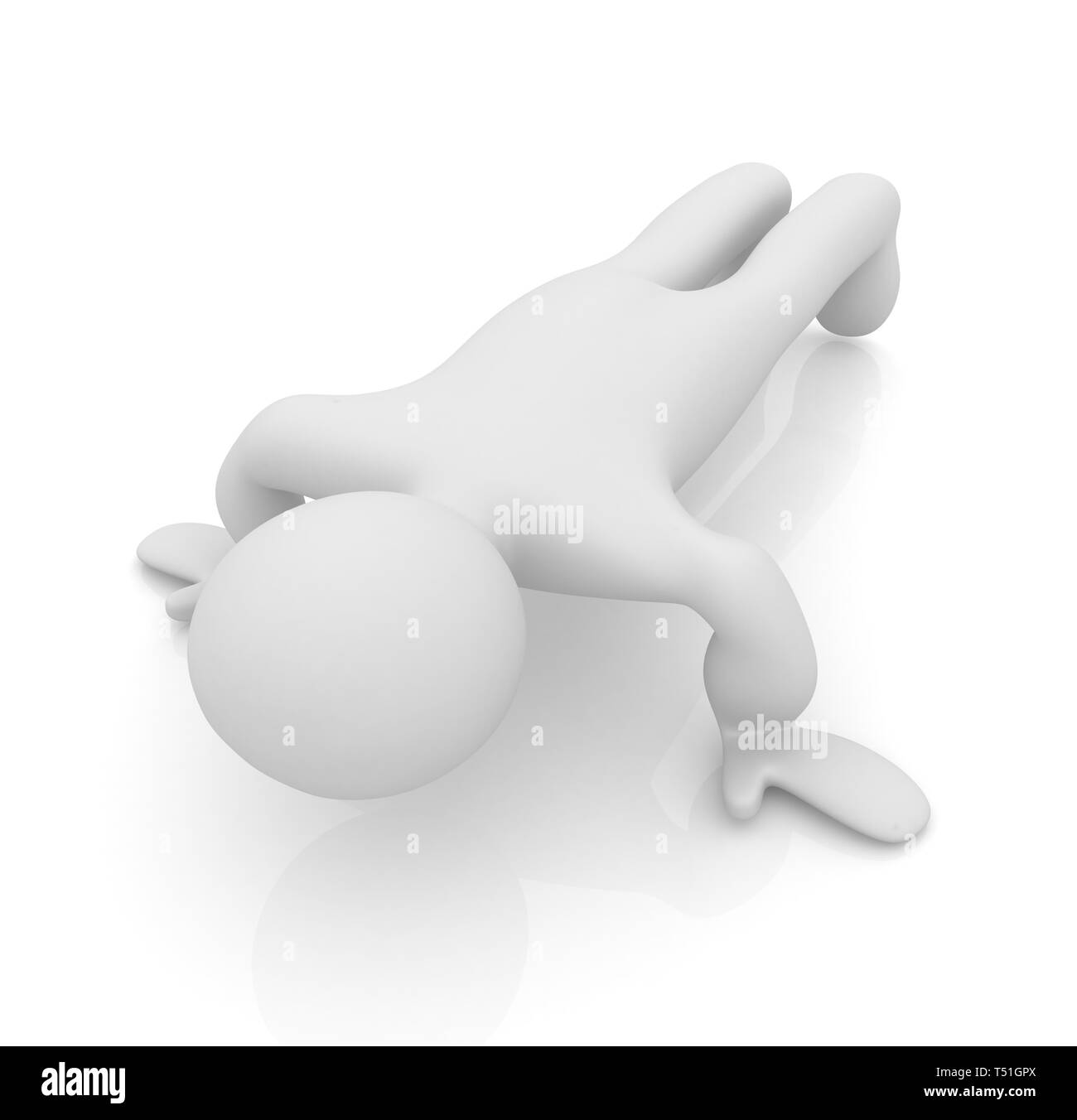 3d uomo isolato su bianco. Serie: esercizi del mattino - rendendo ups push Foto Stock