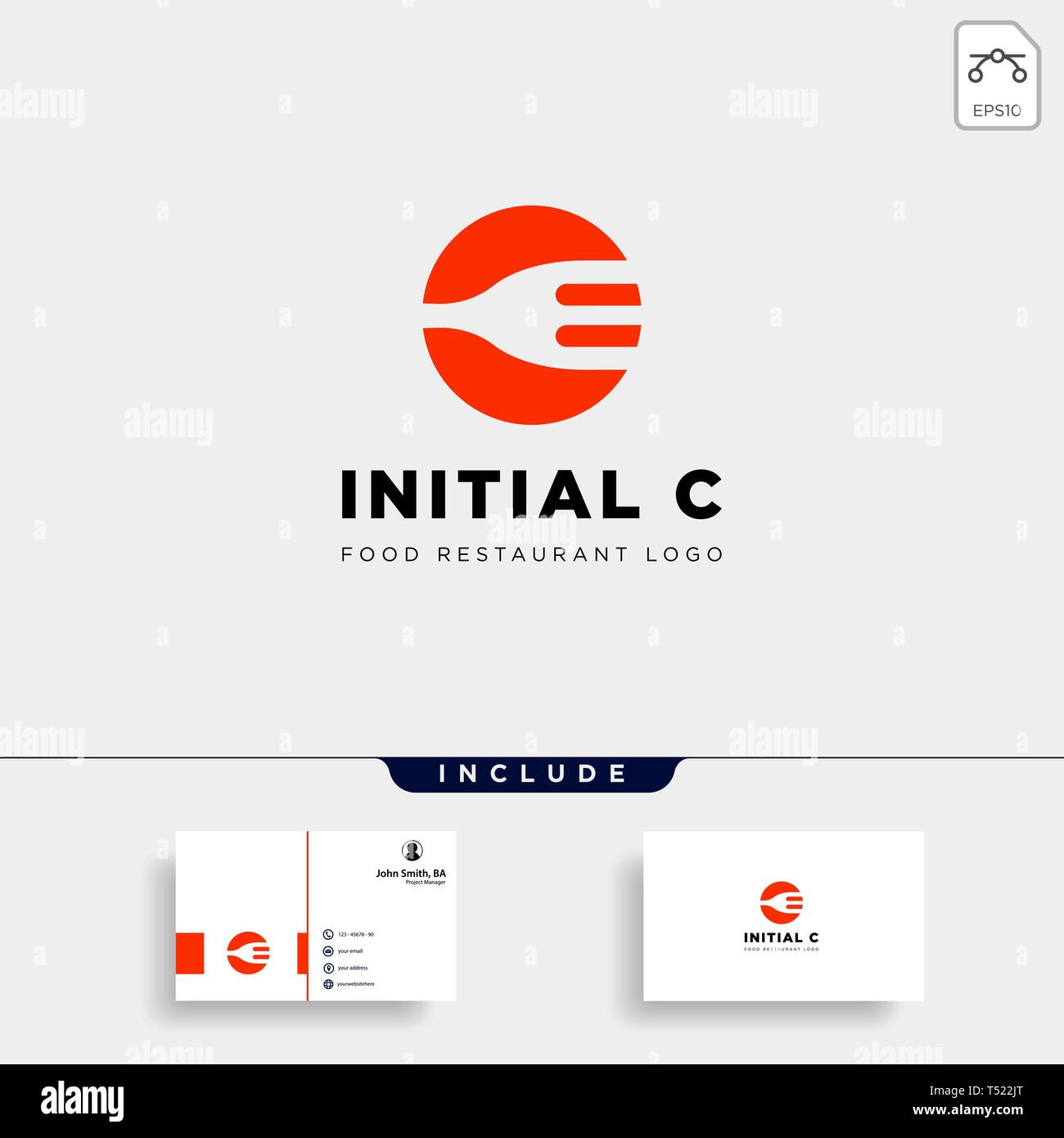 C iniziale Attrezzatura alimentare semplice logo modello icona vettore abstract - vettore Illustrazione Vettoriale