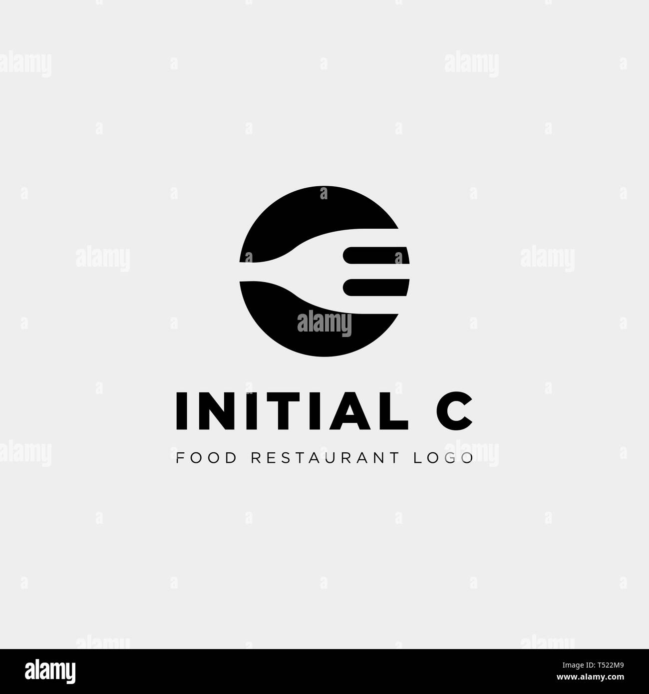 C iniziale Attrezzatura alimentare semplice logo modello icona vettore abstract - vettore Illustrazione Vettoriale