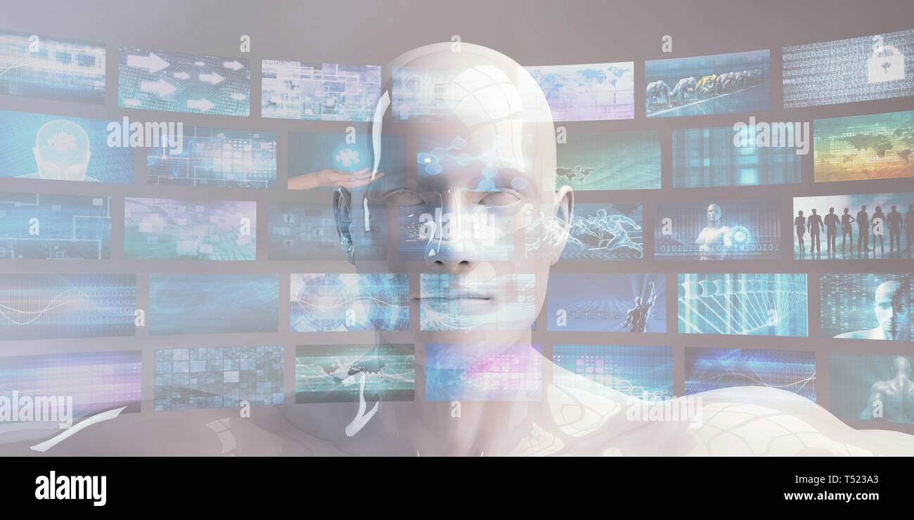 I monitor video di intrattenimento tecnologia multimediale sullo sfondo del contenuto Foto Stock