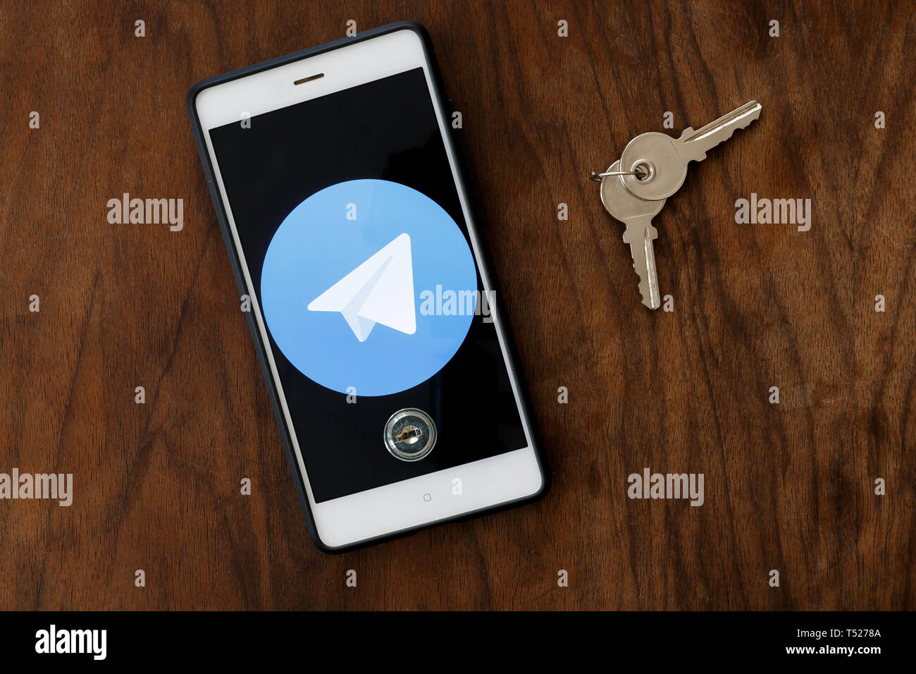 Telegramma sono un famoso messenger, il blocco di cui ha cominciato in Russia Foto Stock