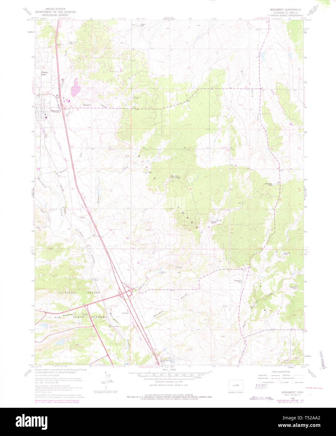 USGS TOPO Map Colorado CO monumento 451229 1975 24000 Restauro Foto Stock