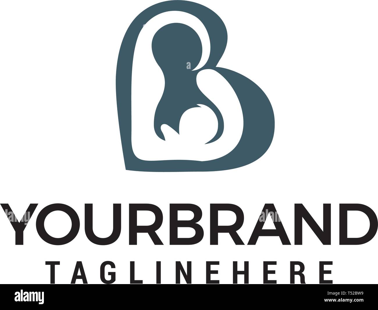 Amore mamma baby logo design concept vettore modello Illustrazione Vettoriale