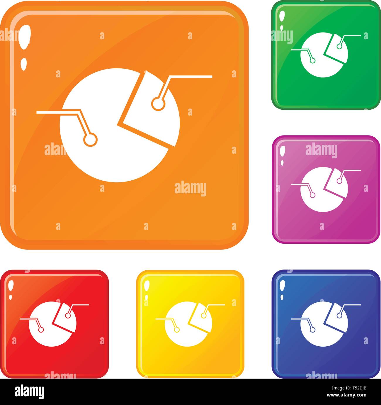 Diagramma di percentuale di set di icone a colori del vettore Illustrazione Vettoriale
