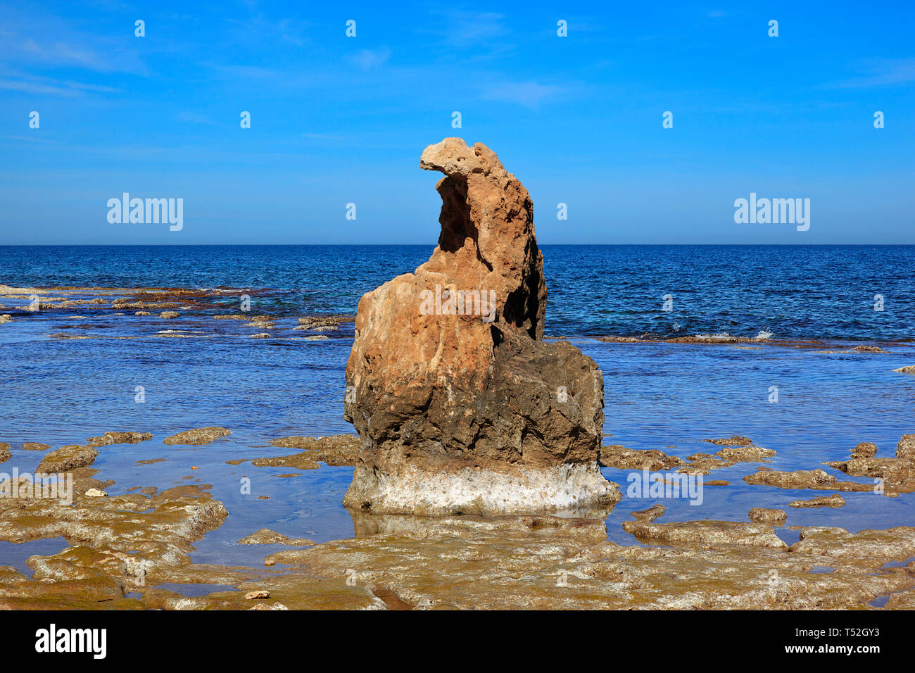 Naturalmente roccia erosa a Los Arenetes in San Antonio riserva marina, Les Rotes, Denia, Spagna Foto Stock