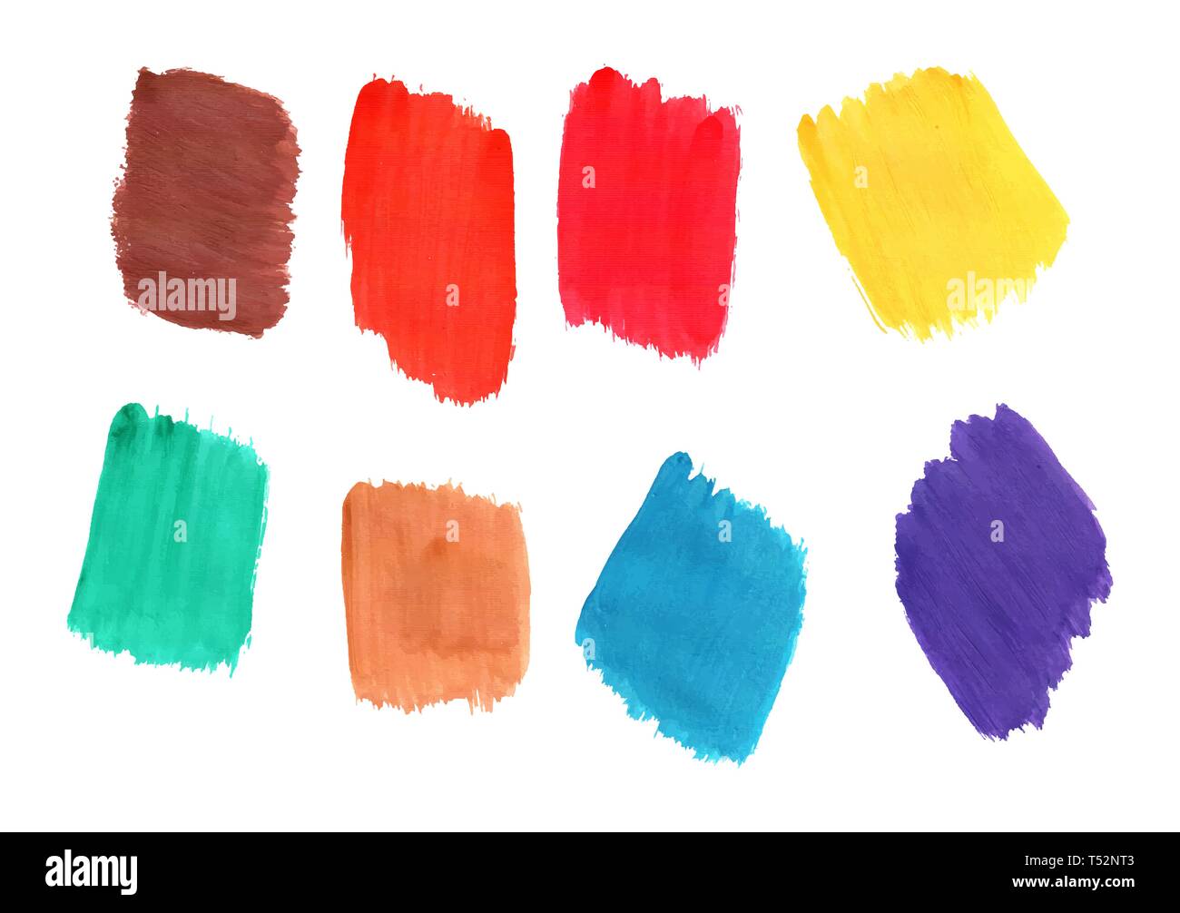 Set di multi-colore di tratti di pennello per la progettazione e la decorazione, imitazione di gouache paint Illustrazione Vettoriale