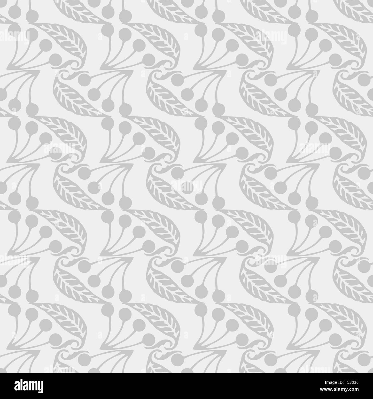 Vector Seamless Pattern grigio con foglie e bacche 10 eps Illustrazione Vettoriale