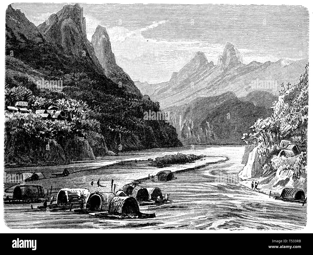 Nam-U valle sulla parte superiore del fiume Mekong, anonym 1897 Foto Stock