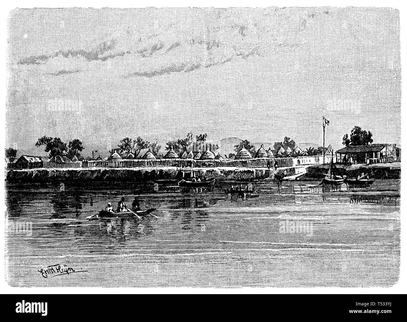 Lado sul Nilo superiore, Ernst Heyn 1897 Foto Stock