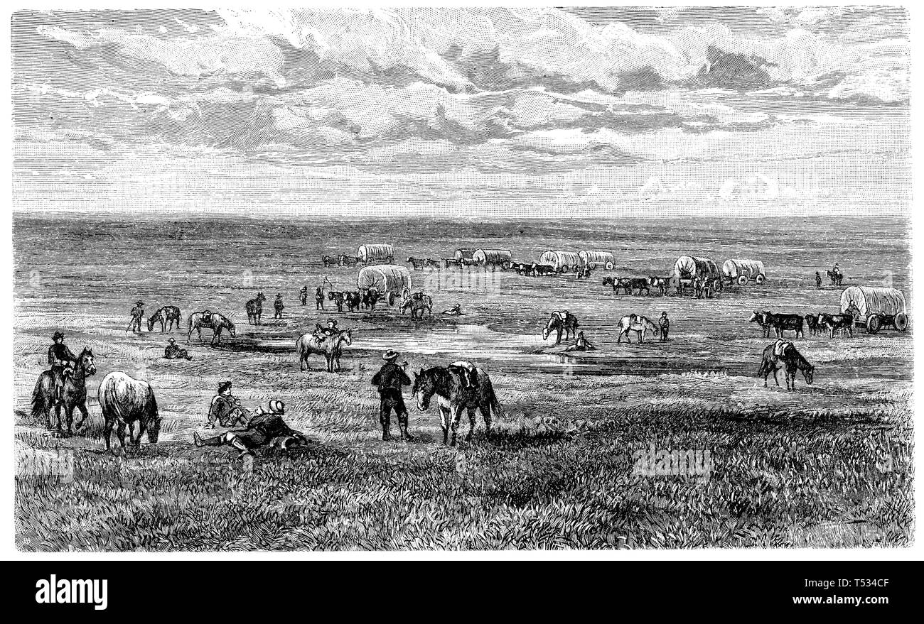 North American prateria con campo di immigrati, anonym 1897 Foto Stock