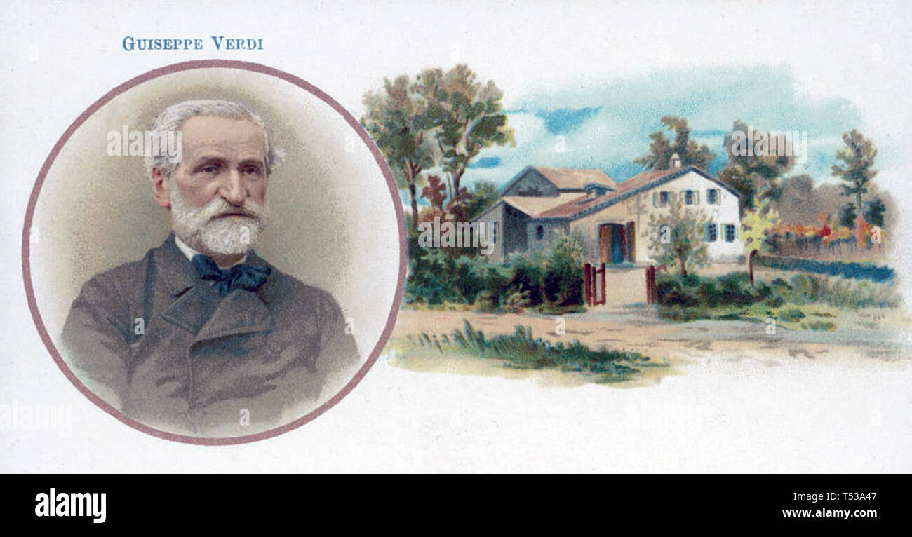 GIUSEPPE VERDI (1813-1901) Italiano compositore operistico mostrato con la sua infanzia a casa a Le Roncole Foto Stock