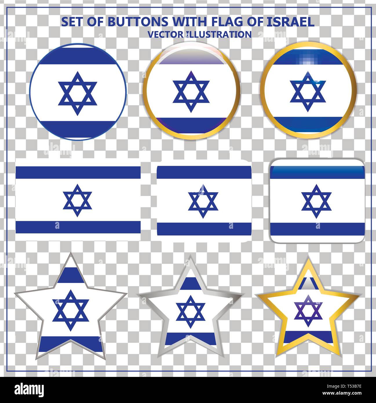 Set di banner con bandiera di Israele. Illustrazione colorata con le bandiere per il web design. Immagine con sfondo trasparente. Illustrazione Vettoriale