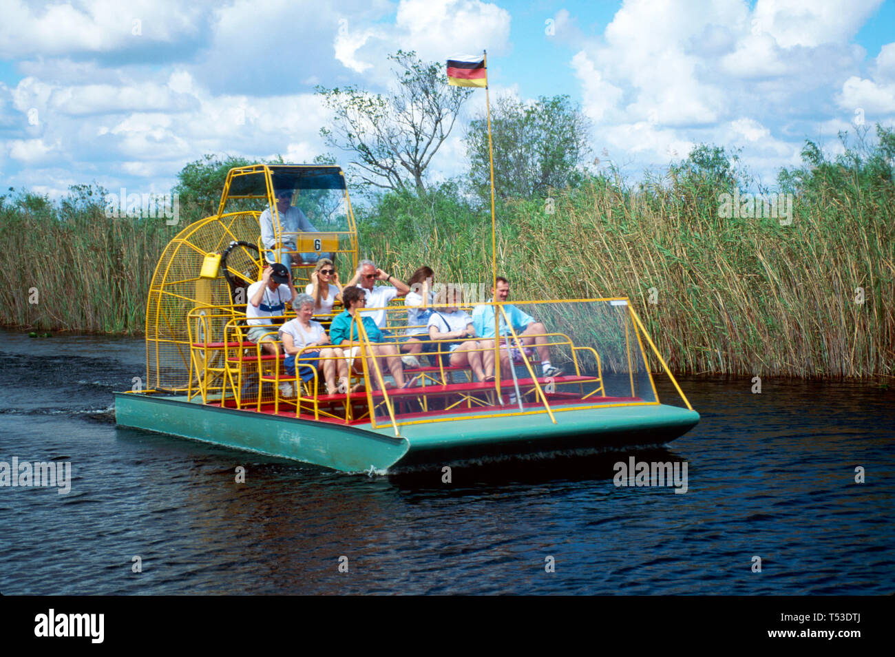 Florida Everglades Miccosukee Seminole Indian Reservation, giro in idroscivolante, Tamiami Trail US Highway Route 41, visite turistiche, Foto Stock