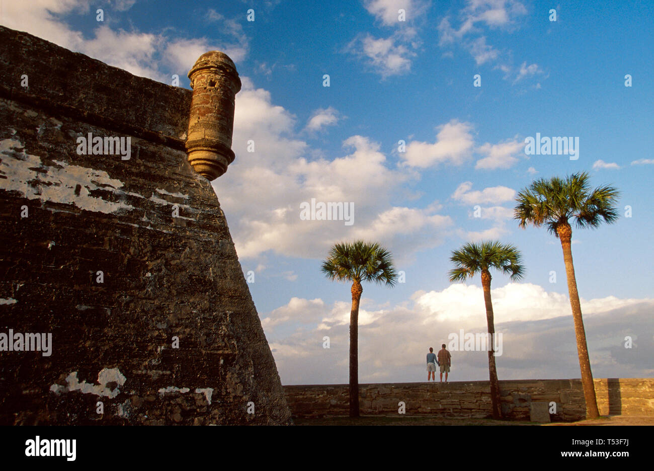 Florida St. Augustine Castillo de San Marcos, costruito 1672 pareti di coquina resistito cannone fuoco US più antica città, FL342 Foto Stock