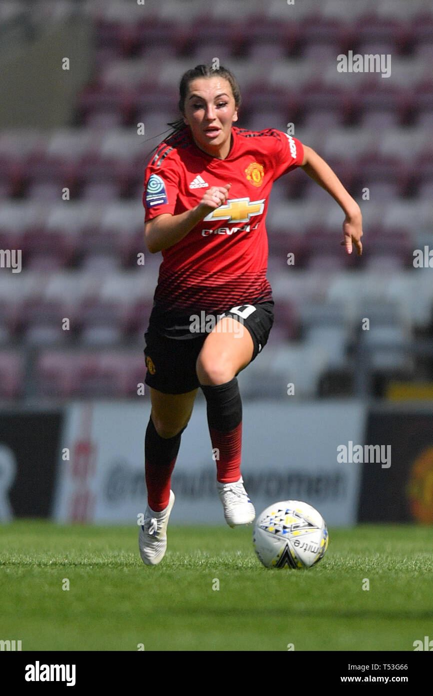 Il Manchester United Katie Zelem durante il FA campionato delle donne corrispondono a Leigh Sports Village. Foto Stock