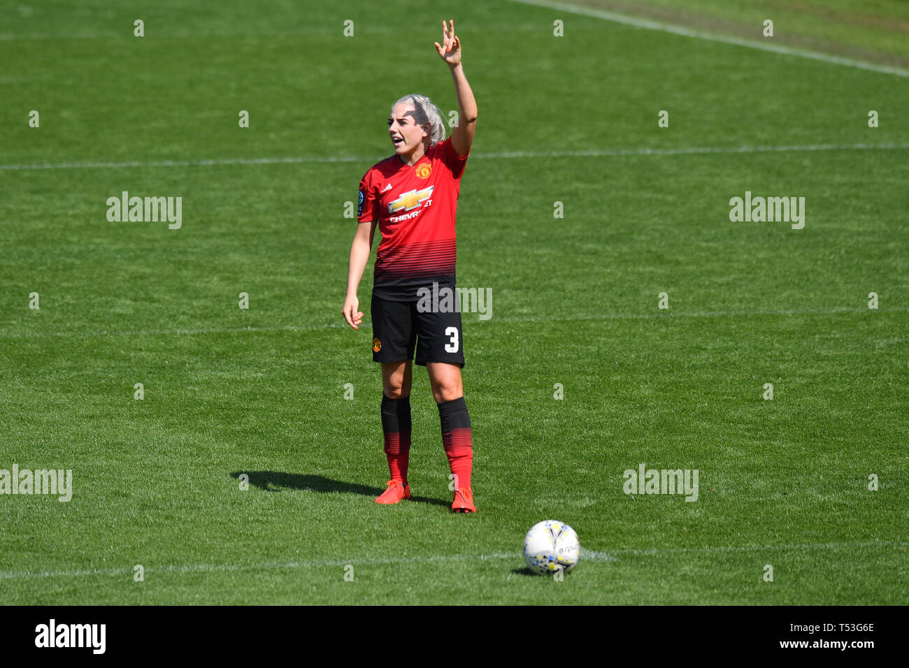 Il Manchester United Alex Greenwood durante il FA campionato delle donne corrispondono a Leigh Sports Village. Foto Stock