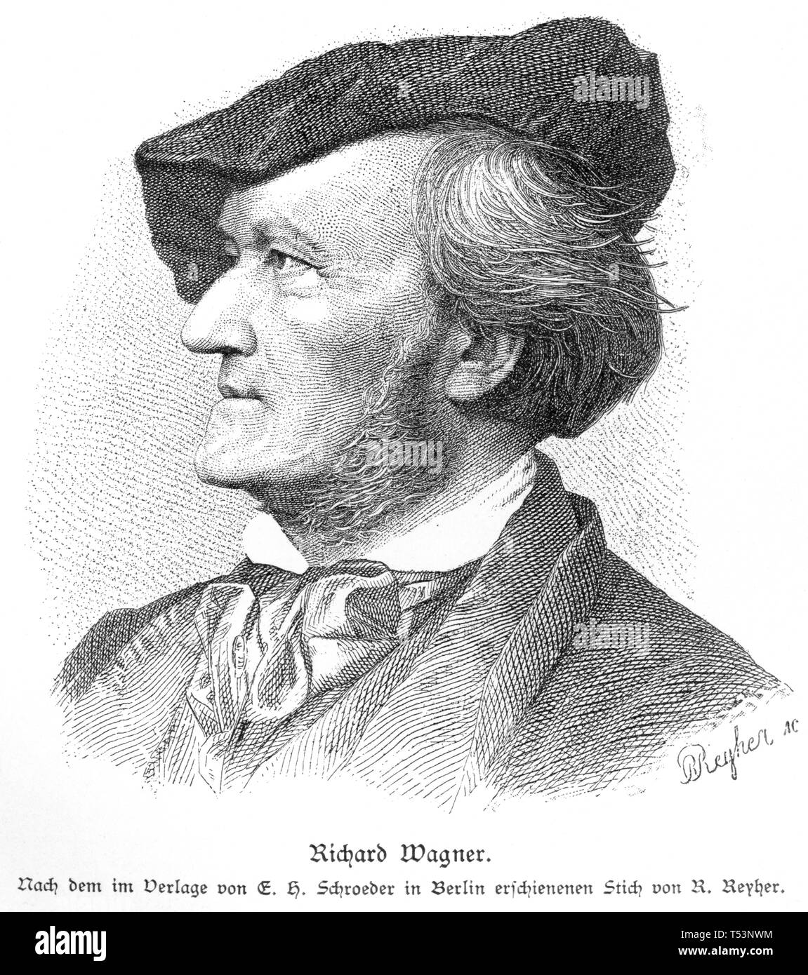 Europa, Deutschland, Sachsen, Lipsia, Richard Wagner, deutscher Komponist, Porträt von R. Reyher, illustrazione aus : ' Dreißig Lebensbilder deutscher Foto Stock