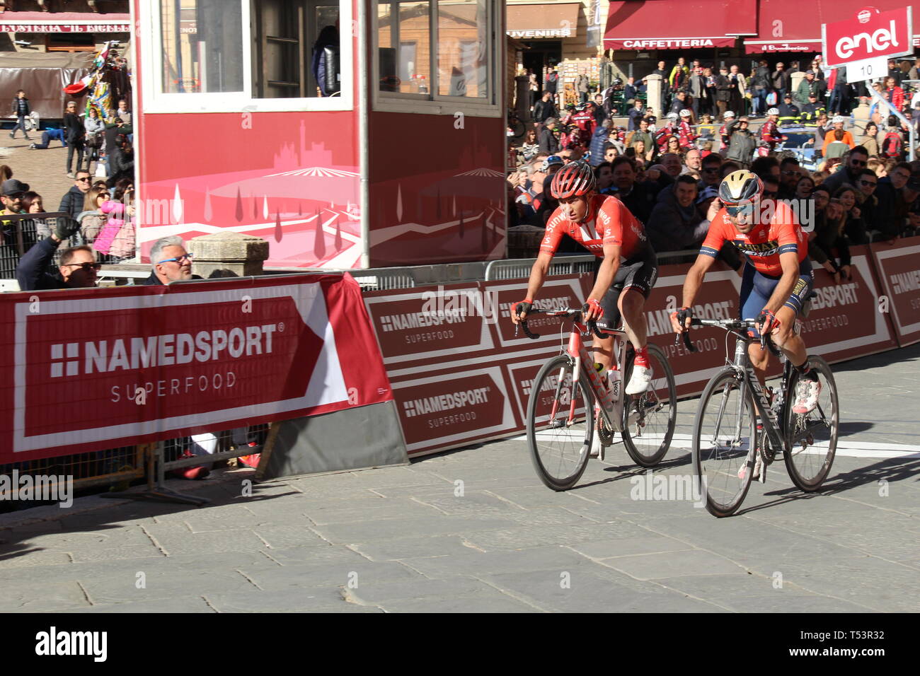 Strade bianche 2019 - UCI World Tour Pro corsa in bicicletta. Siena a Siena Foto Stock