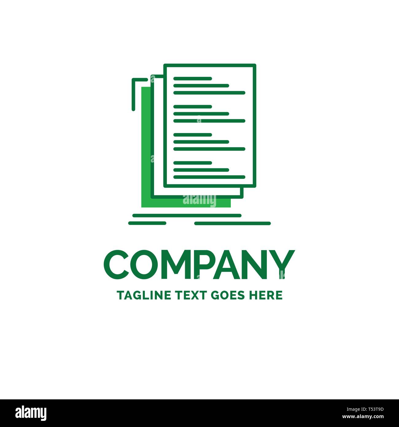 Il codice, la codifica, compilare i file di elenco, piatto Logo aziendale modello. Creative Green Brand Design Nome. Illustrazione Vettoriale