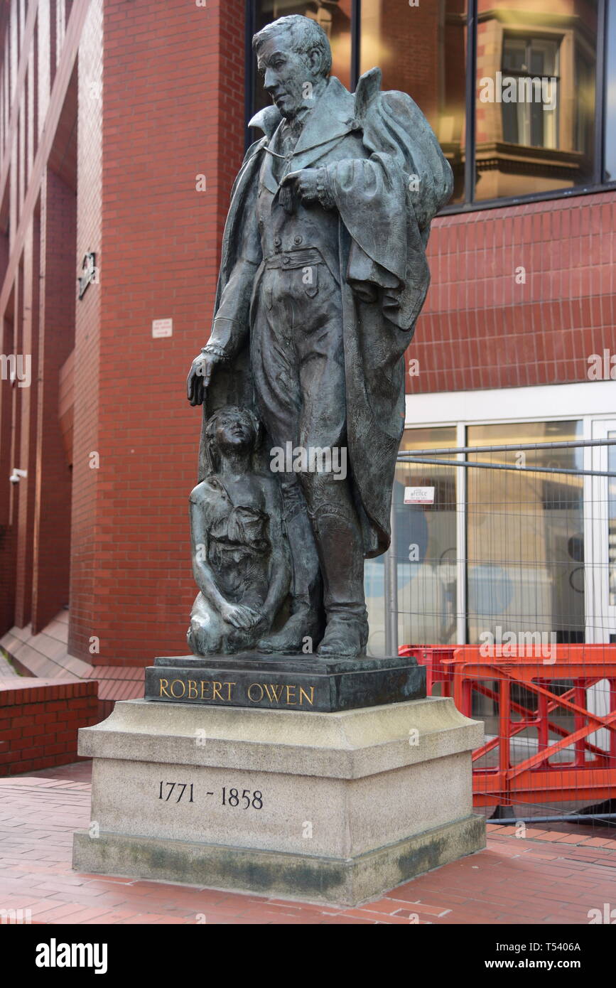 Robert Owen statua Foto Stock