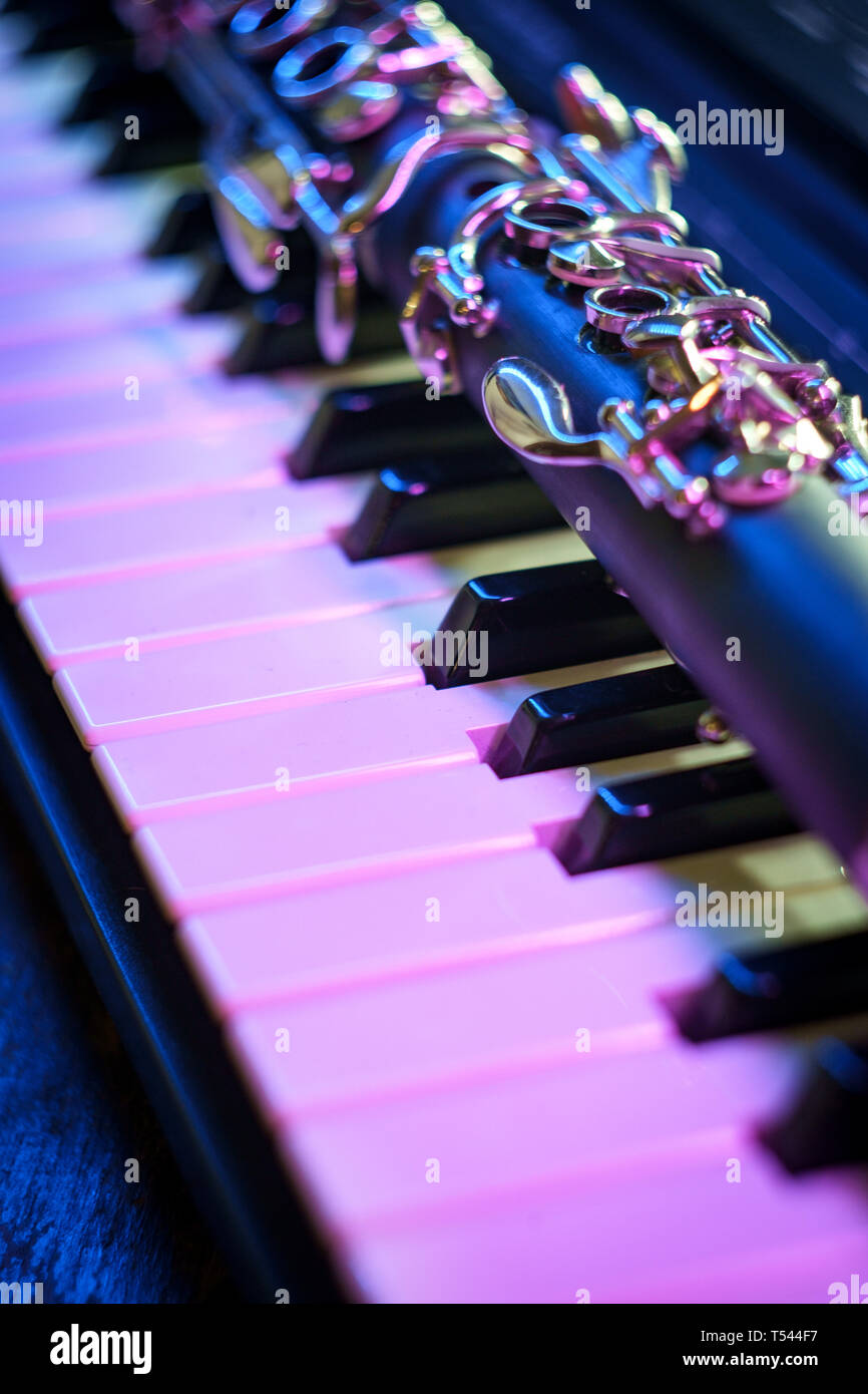 Clarinetto e Pianoforte elettrico tastiera spettacolo musicale e le  prestazioni Foto stock - Alamy