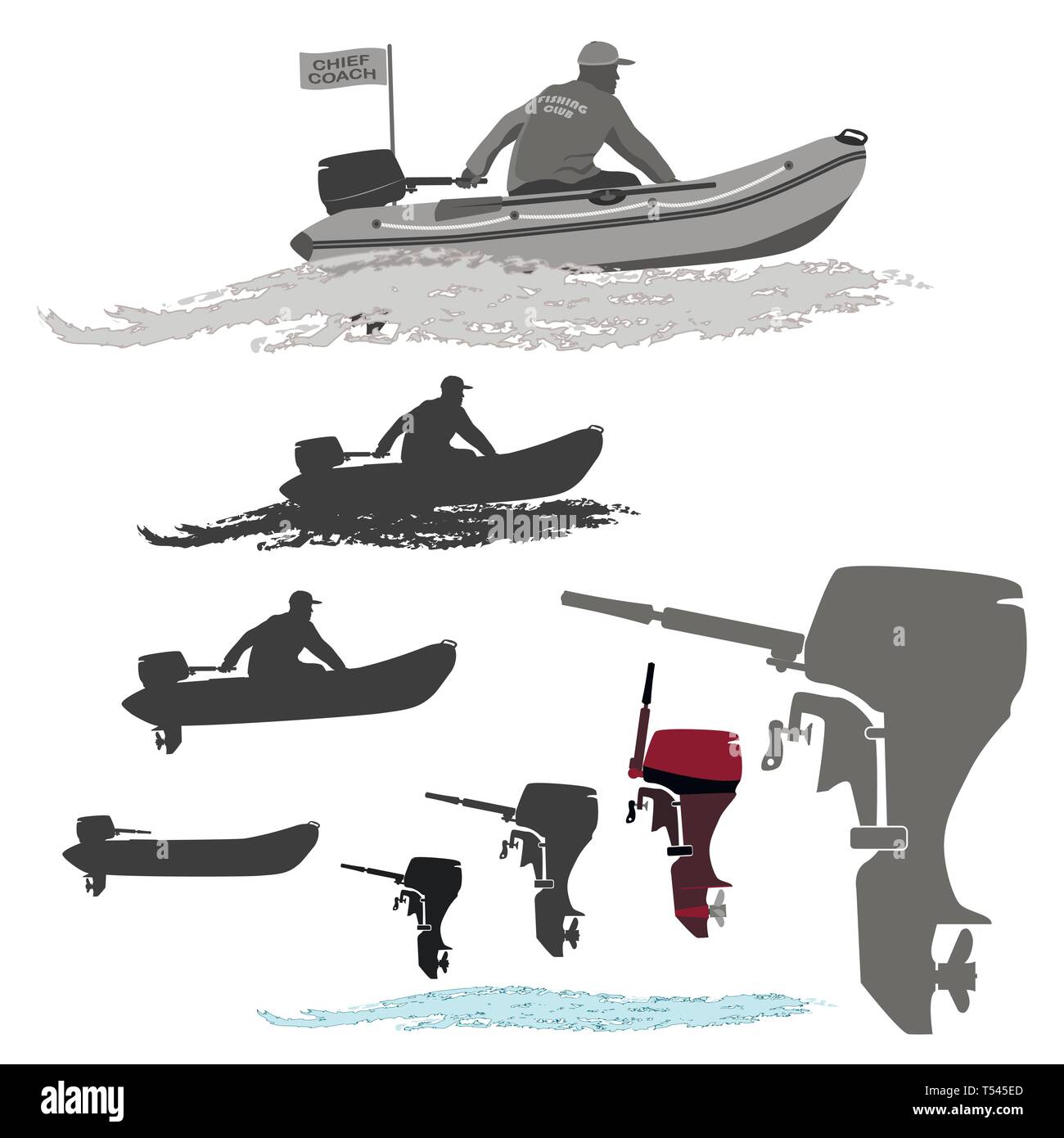 Set di sagome per uno stile di vita attivo. Per turismo e viaggi di natura in buona compagnia di amici. Illustrazione Vettoriale