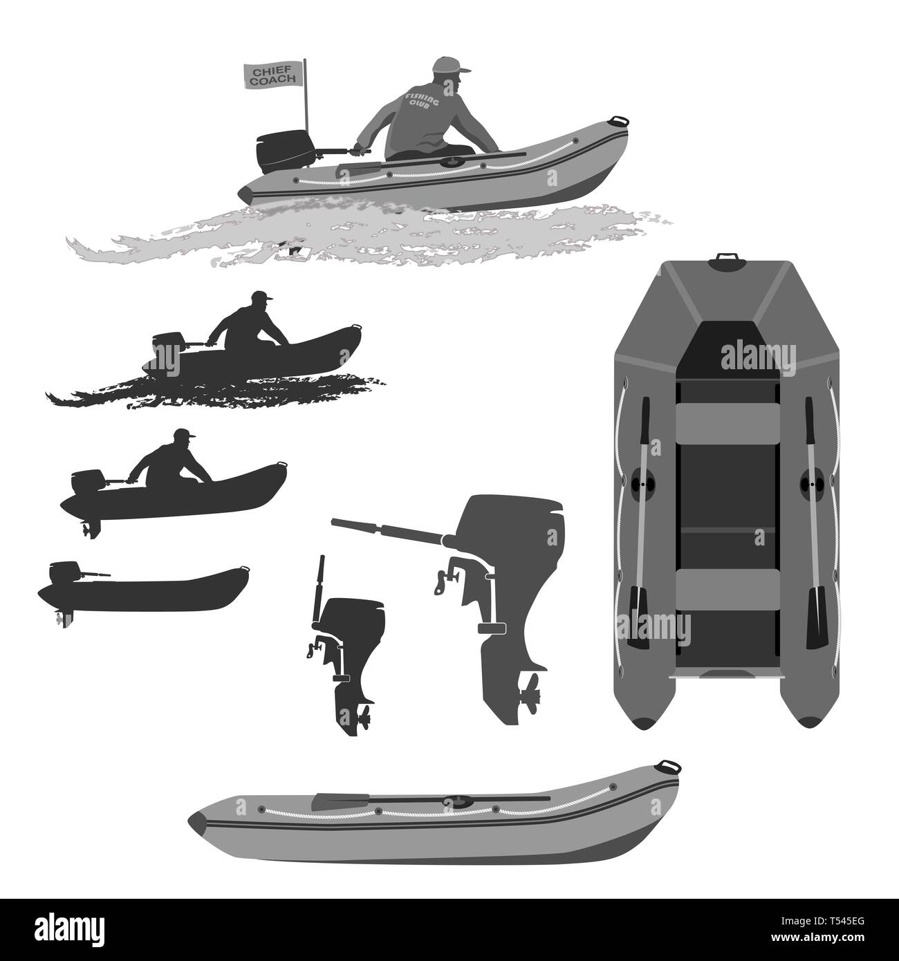 Set di sagome per uno stile di vita attivo. Per turismo e viaggi di natura in buona compagnia di amici. Illustrazione Vettoriale