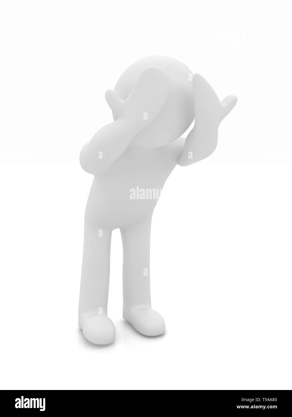 3d personaggio con le mani sulla faccia su sfondo bianco. Serie: emozioni umane Foto Stock