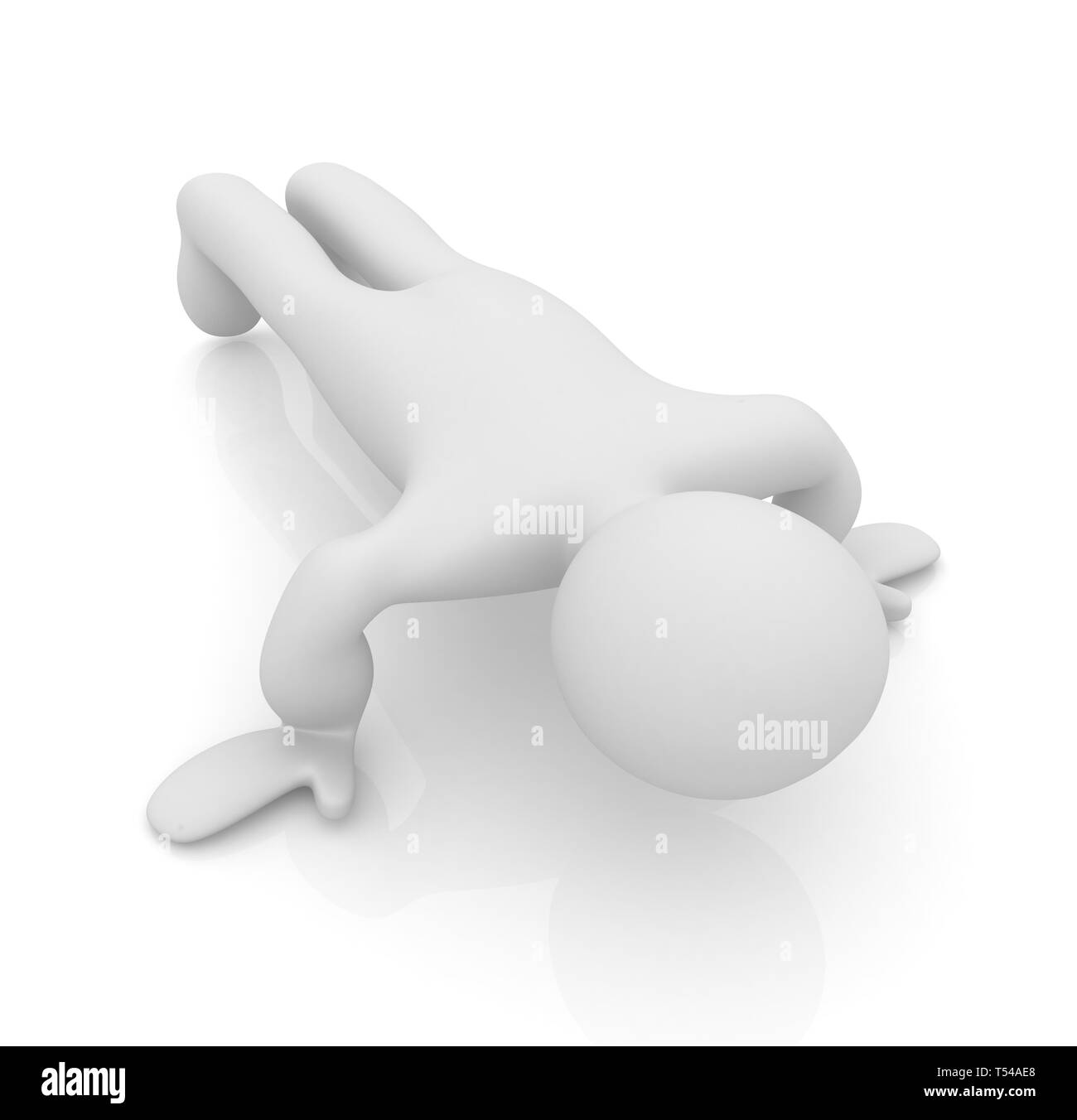 3d uomo isolato su bianco. Serie: esercizi del mattino - rendendo ups push Foto Stock