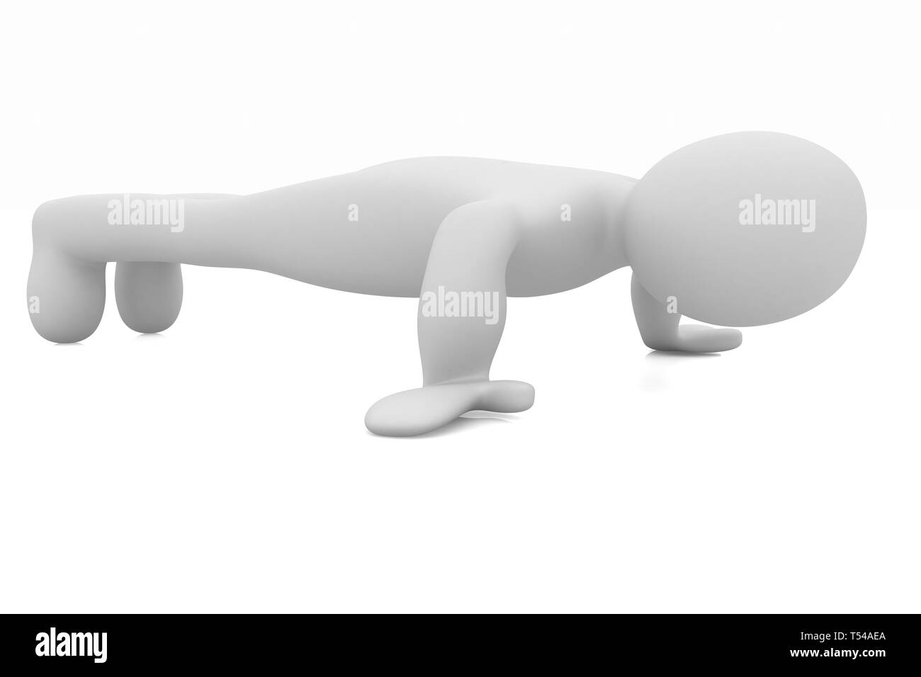 3d uomo isolato su bianco. Serie: esercizi del mattino - rendendo ups push Foto Stock