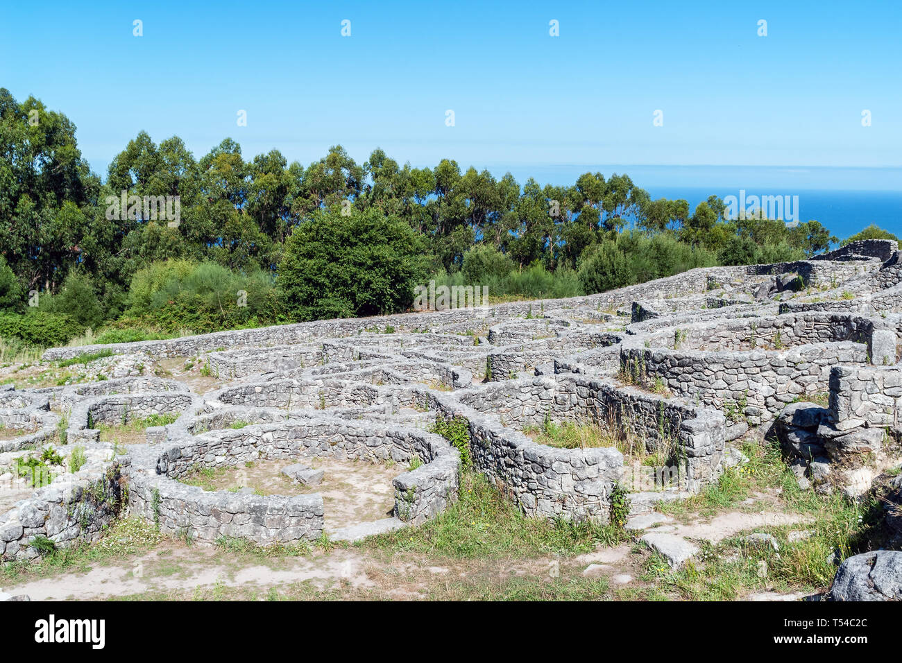 Rovine dell antico villaggio celtico a Santa Tecla - Galizia, Spagna Foto Stock