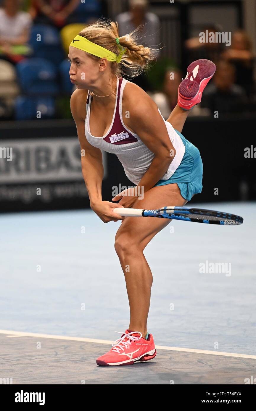 Londra, Regno Unito. Xx Aprile, 2019. Yulia Putintseva (Kazakistan). La gomma 2. Gran Bretagna v Kazakistan. World Group II play off in BNP Paribas Fed Cup. Casella di rame arena. Queen Elizabeth Olympic Park. Stratford. Londra. Regno Unito. 20/04/2019. Credito: Sport In immagini/Alamy Live News Foto Stock
