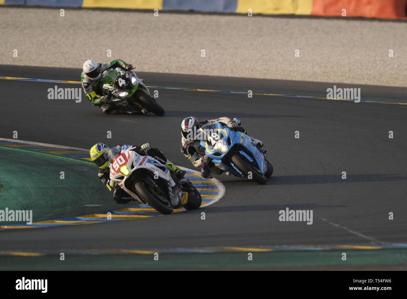 Le Mans, Sarthe, Francia. Xx Apr, 2019. Eventi motori Suzuki GSXR 1000 - Il pilota francese JOHAN NIGON in azione durante il quarantaduesimo edizione della 24 ore motociclo di Le Mans al circuito Bugatti - Le Mans - Francia Credito: Pierre Stevenin/ZUMA filo/Alamy Live News Foto Stock