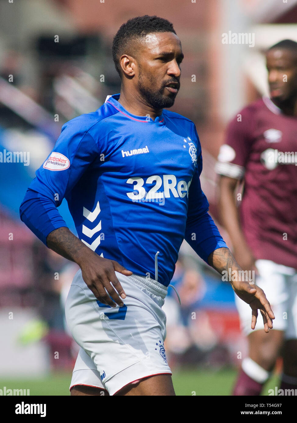 Edinburgh, Regno Unito. Il 20 aprile 2019. Jermain Defoe del Rangers durante la Ladbrokes Premiership match tra i cuori e i Rangers a Tynecastle Park il 20 aprile 2019 in Edinbugh, UK. Credito: Scottish Borders Media/Alamy Live News Foto Stock