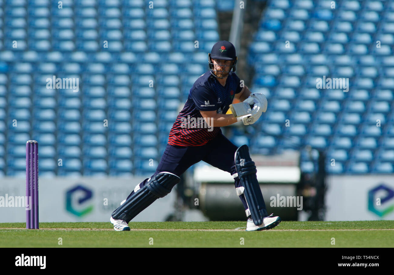 Leeds, Regno Unito, 21 aprile 2019. Lancashire Fulmine Steven Croft batting durante il Royal London un giorno Cup Match Yorkshire Viking vs Lancashire Lightning a Leeds, Regno Unito. Credito: Touchlinepics/Alamy Live News Foto Stock