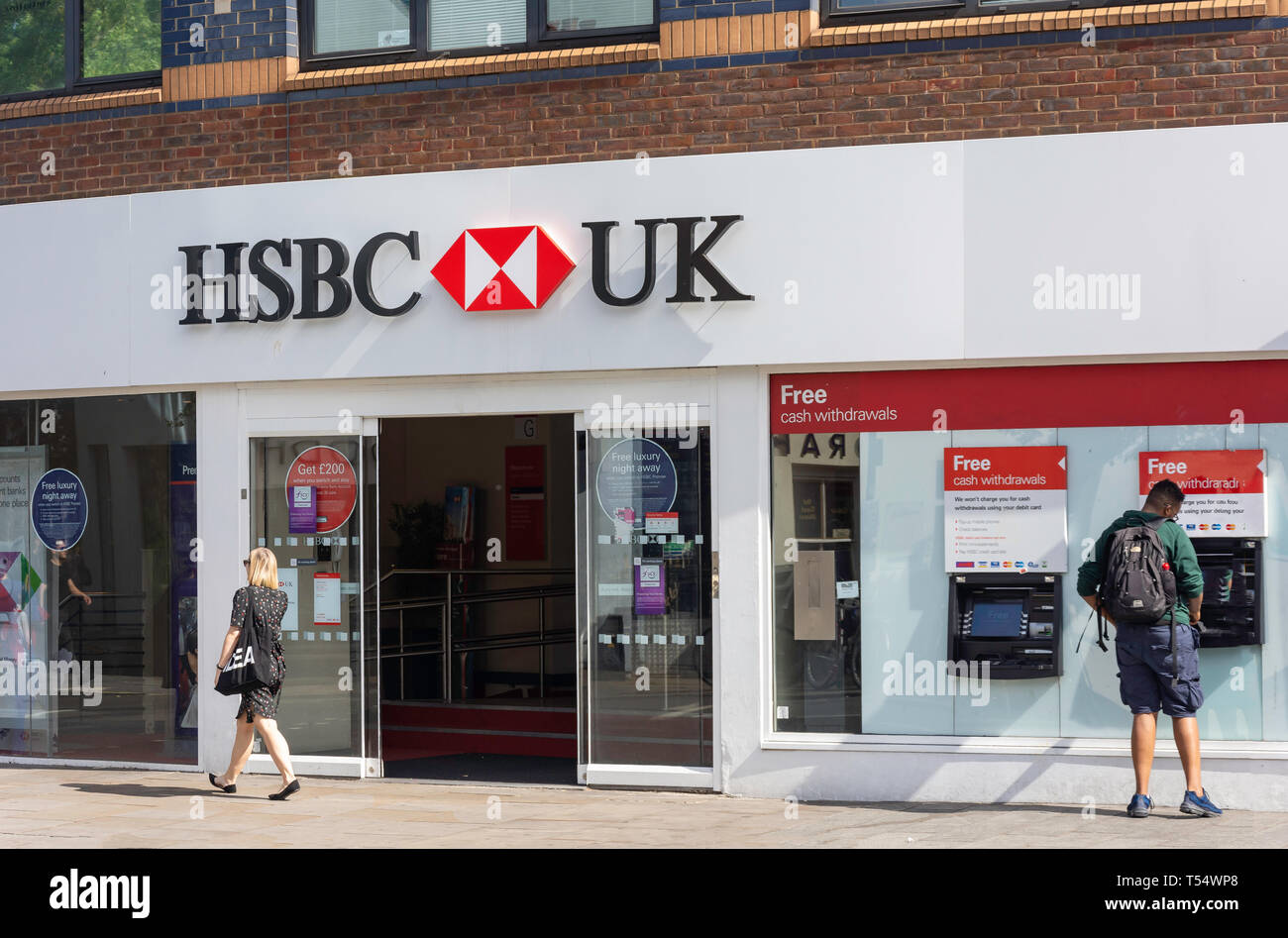 Regno Unito HSBC Bank, Fulham Road, Fulham, London Borough di Hammersmith e Fulham, Greater London, England, Regno Unito Foto Stock