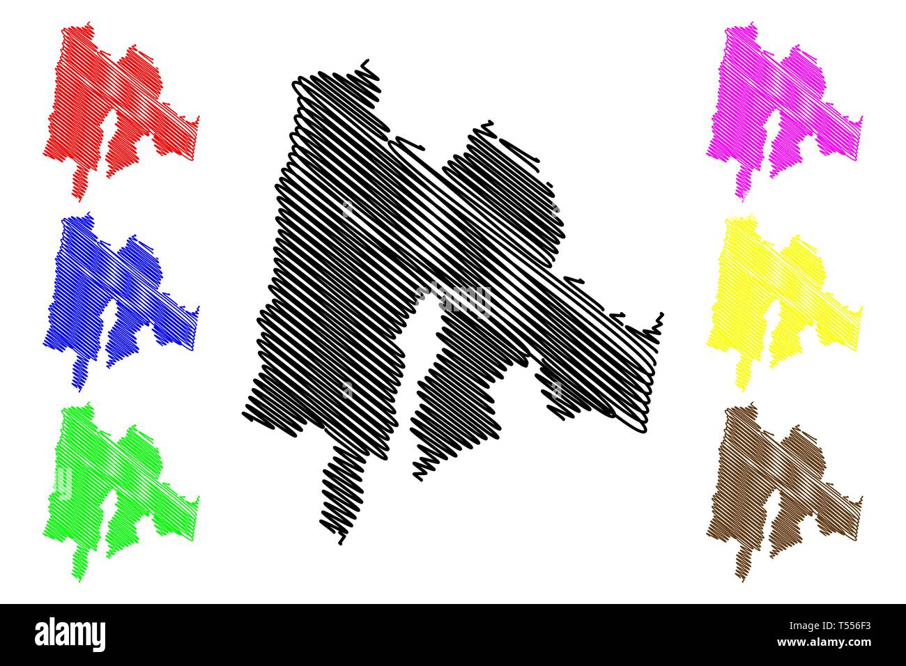 Cundinamarca Dipartimento (Colombia, Repubblica di Colombia, dipartimenti della Colombia) mappa illustrazione vettoriale, scribble schizzo dipartimento di Cundinamarca Illustrazione Vettoriale