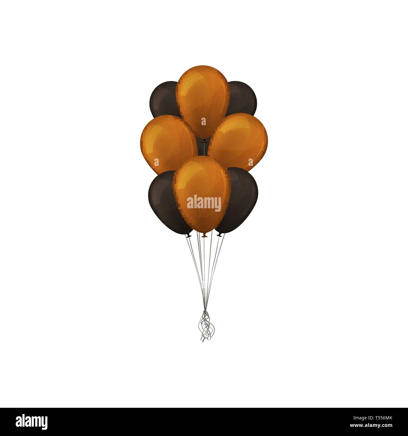 Mazzetto di giallo e nero palloncini. Illustrazione Vettoriale. Happy Halloween. Illustrazione Vettoriale