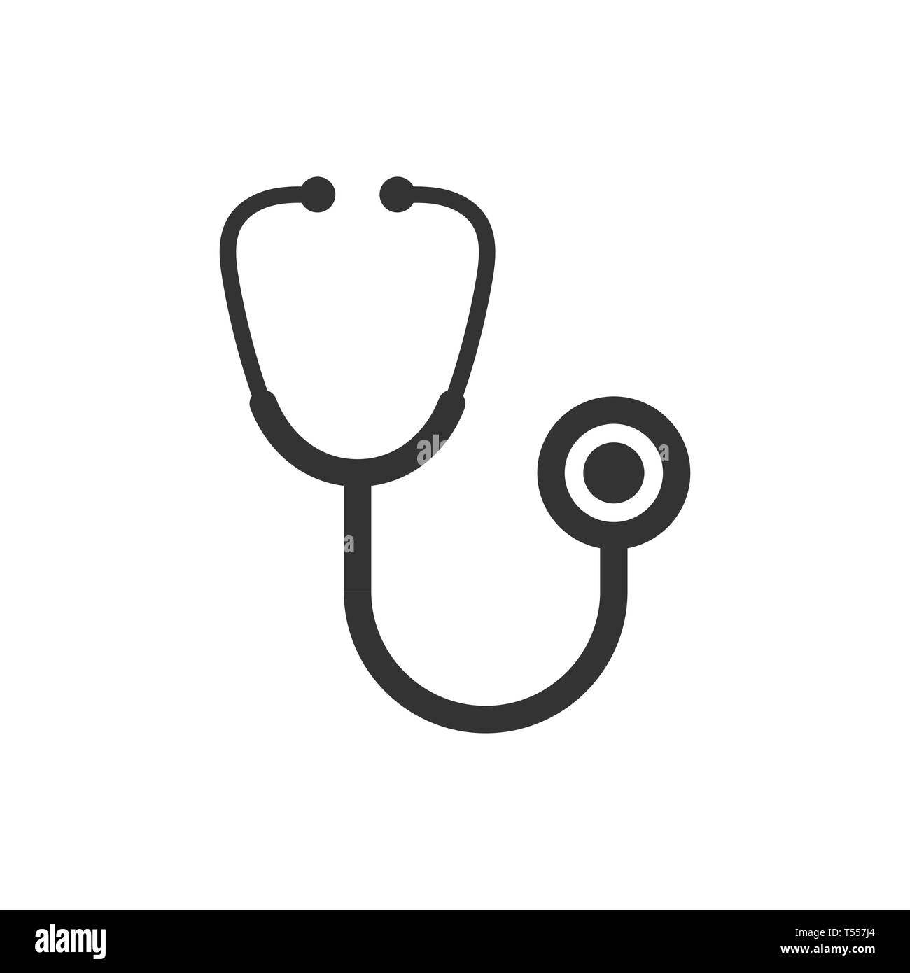 Segno di uno stetoscopio icona in stile appartamento. Medico medical illustrazione vettoriale bianco su sfondo isolato. Ospedale il concetto di business. Illustrazione Vettoriale