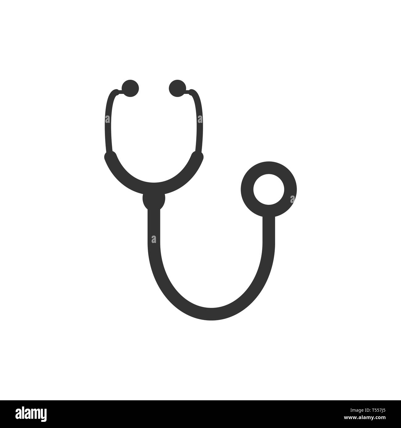 Segno di uno stetoscopio icona in stile appartamento. Medico medical illustrazione vettoriale bianco su sfondo isolato. Ospedale il concetto di business. Illustrazione Vettoriale