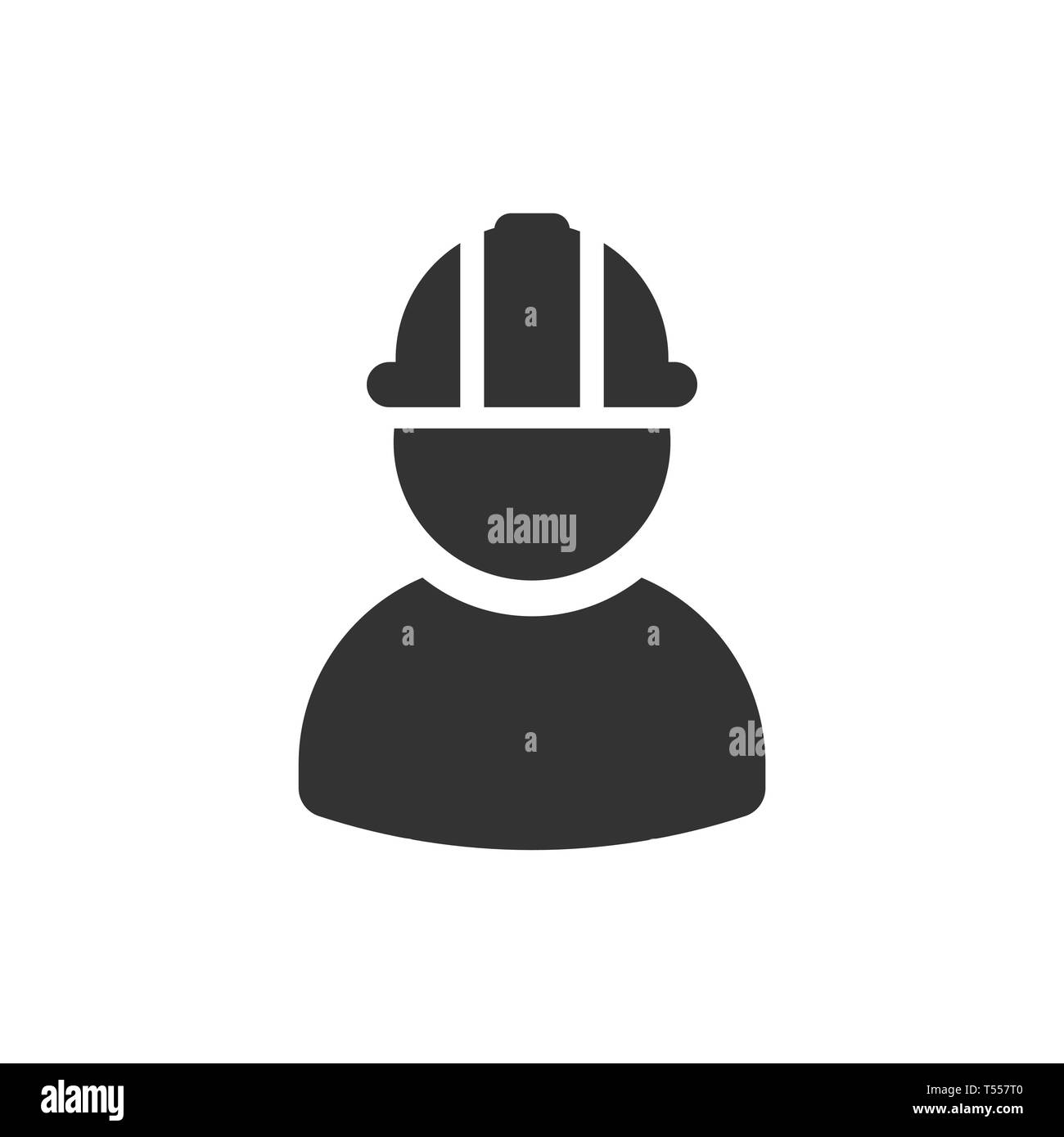 Operaio edile icona in stile appartamento. Dipendente della fabbrica illustrazione vettoriale bianco su sfondo isolato. Architetto manager business concetto. Illustrazione Vettoriale