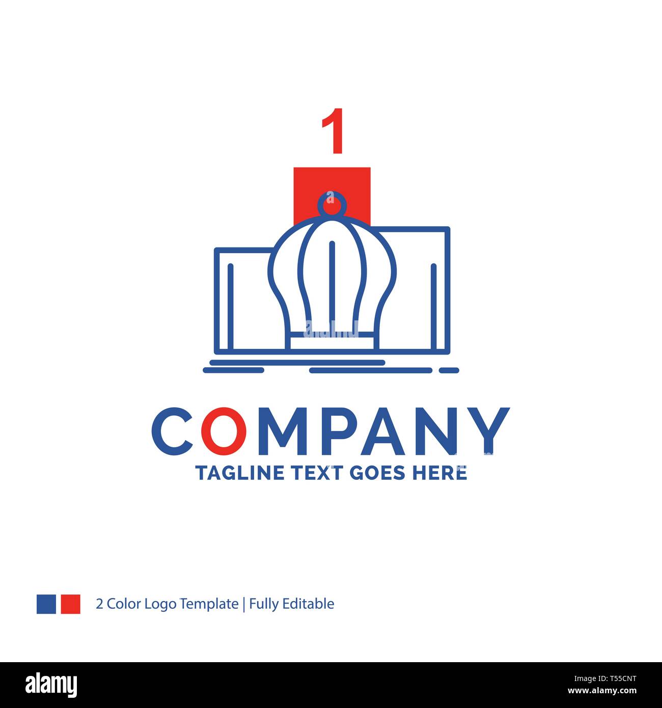 Nome azienda Logo Design per corona, re, leadership, monarchia, royal. Blu e rosso il marchio Design con posto per slogan. Abstract Logo creativo t Illustrazione Vettoriale