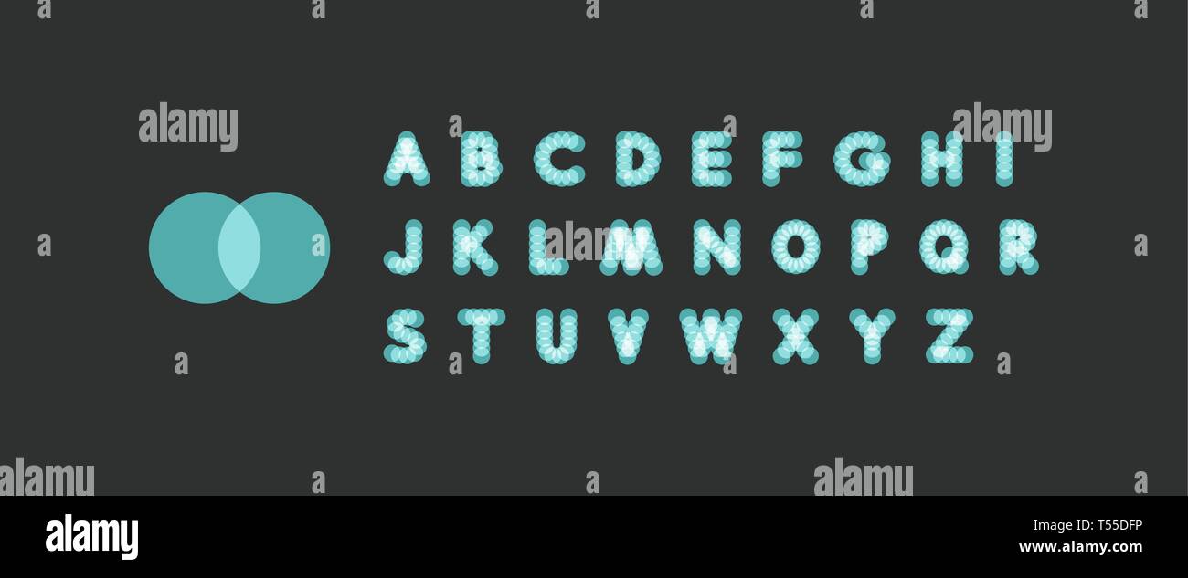 Luce al neon alfabeto. Font tratteggiato. Abstract sfondo vettoriale con lettera di segni. Gli elementi di design. Illustrazione Vettoriale