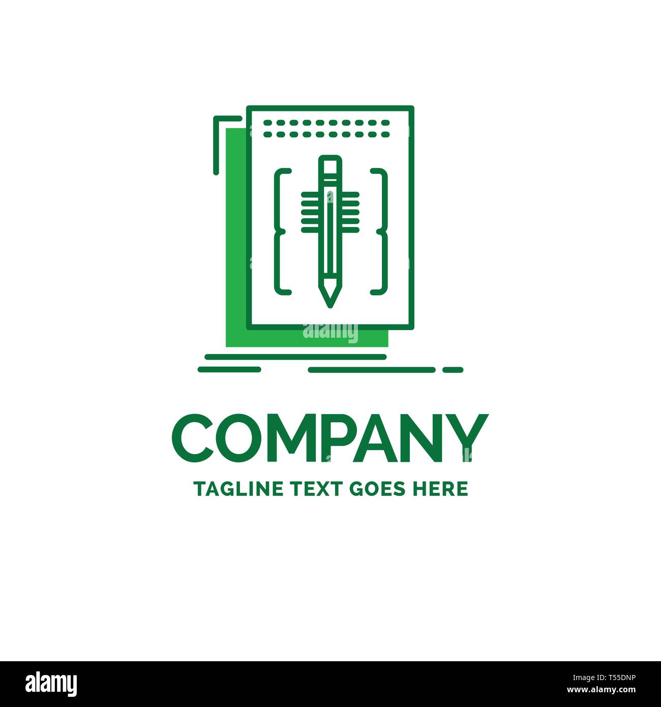 Codice, modificare, editor, lingua, programma Flat Logo aziendale modello. Creative Green Brand Design Nome. Illustrazione Vettoriale