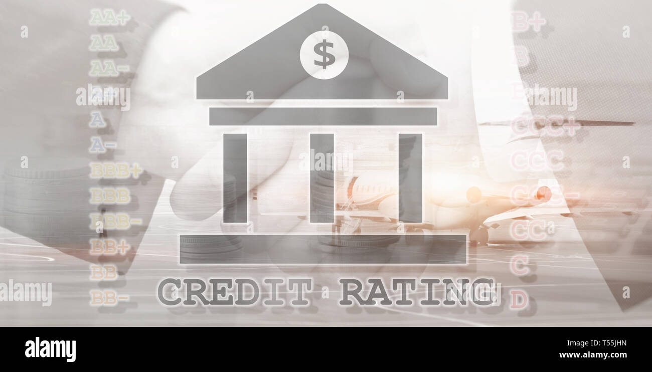 Rating del credito. Finanza, capitale bancario e concetto di investimento. Foto Stock
