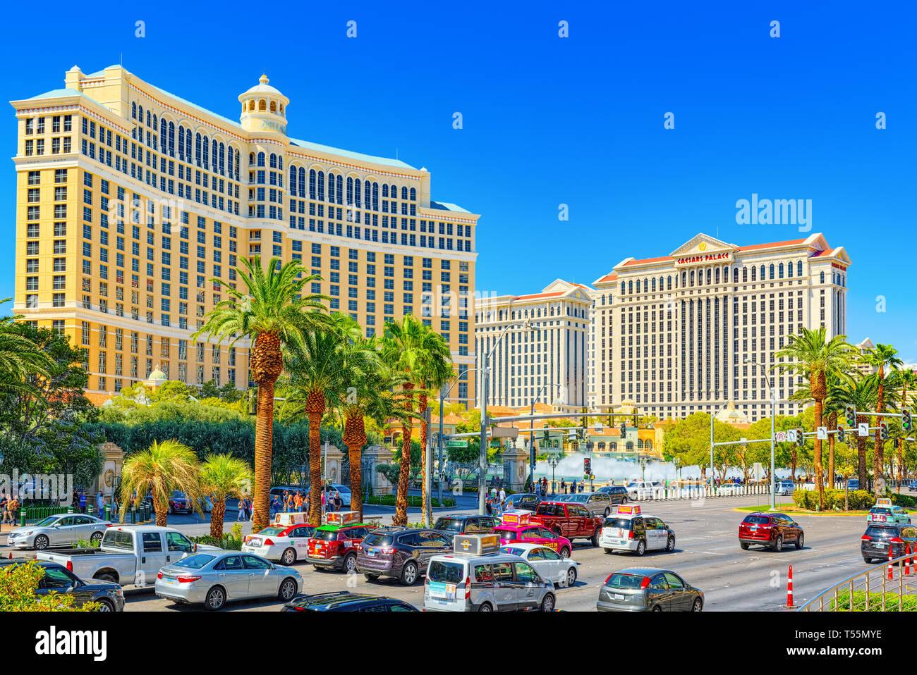 Las Vegas, Nevada, Stati Uniti d'America - 16 Settembre 2018: la strada principale di Las Vegas è la striscia. Casino Bellagio. Foto Stock