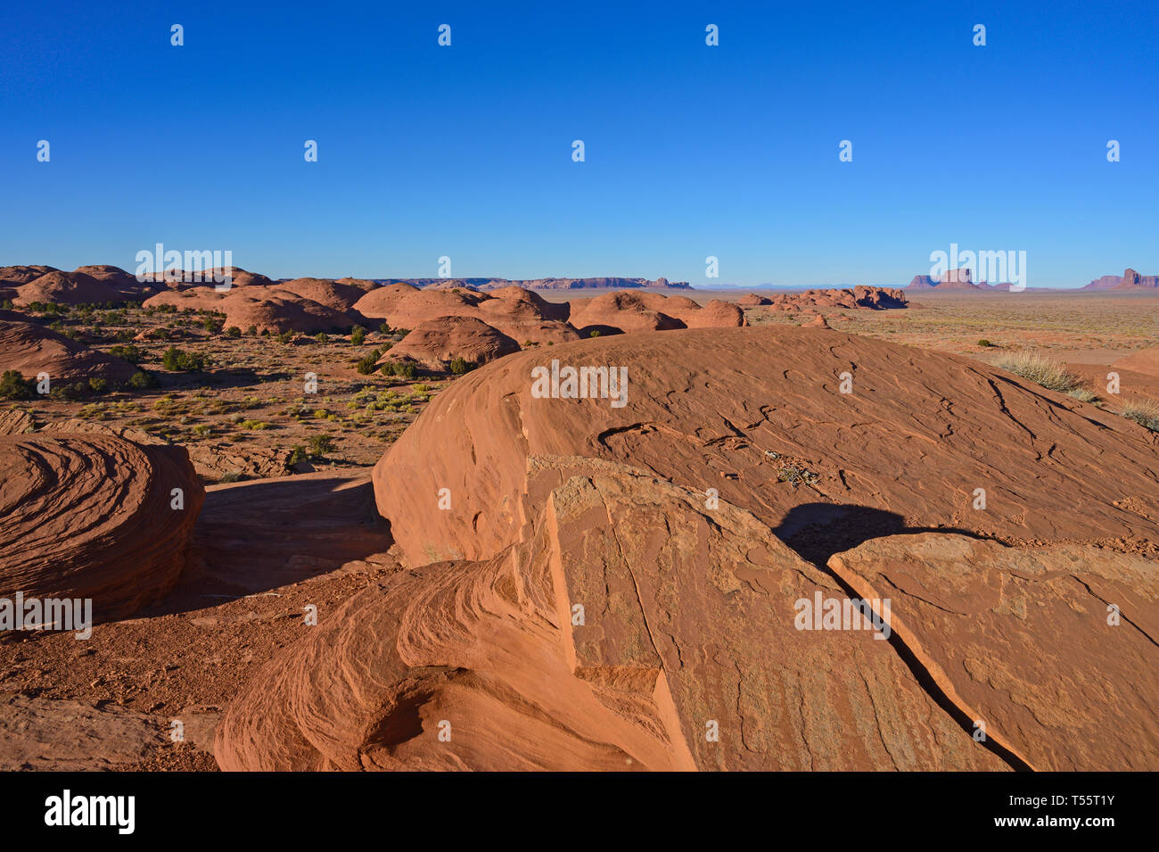 Buon formazioni rocciose nella Monument Valley, Arizona, Stati Uniti d'America Foto Stock