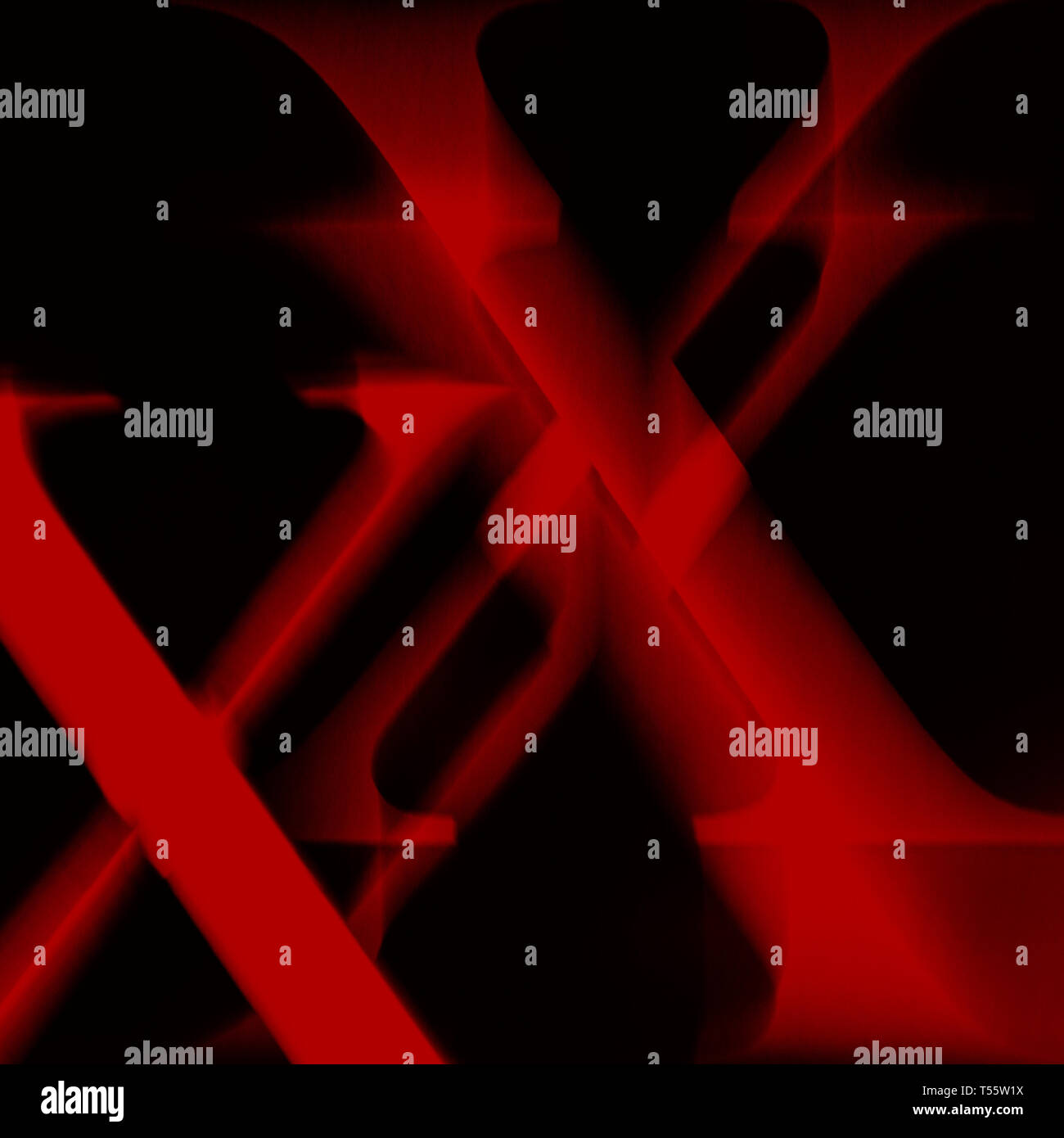Illustrazione della lettera x rossa è su sfondo nero Foto Stock