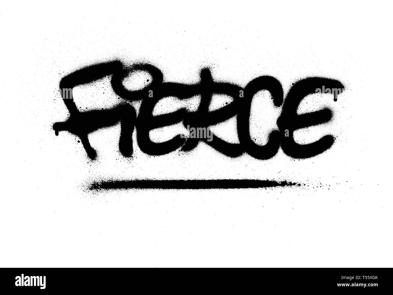 Graffiti parola feroce spruzzato in nero su bianco Illustrazione Vettoriale